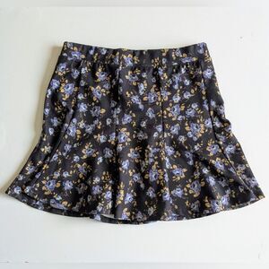 Zara Trafaluc black floral mini skirt with ruffle (S)